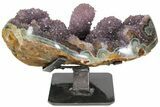 Wide Amethyst Cluster on Metal Stand - Uruguay #113191-3
